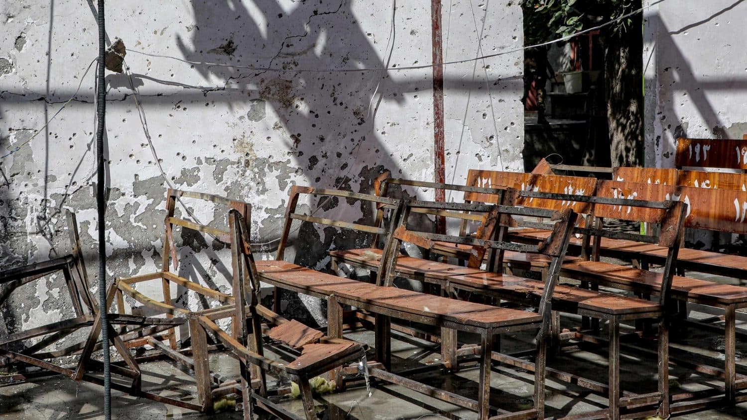 Classroom desks at the Kaaj Educational Center